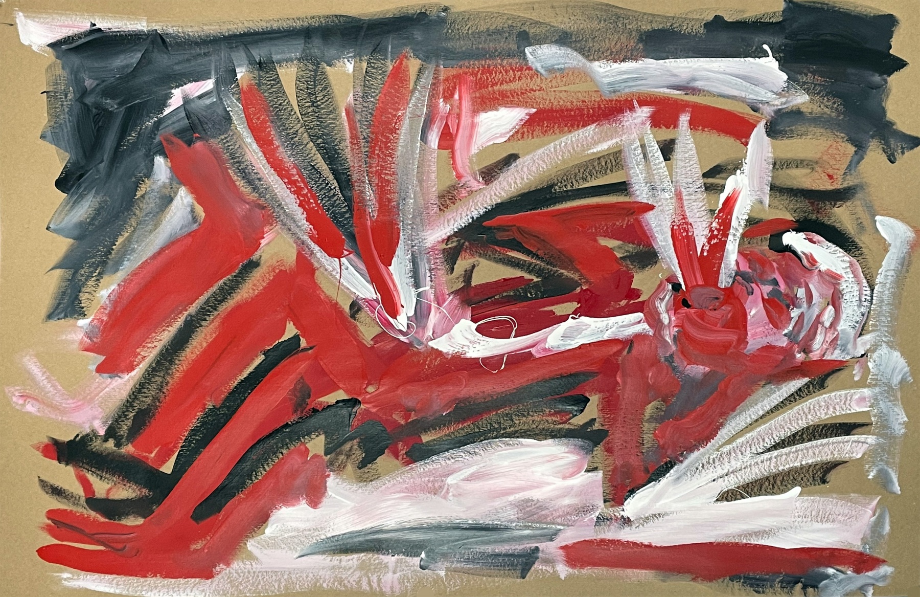 Screaming  Man Prone    54” x 35”   Acrylic on Paper