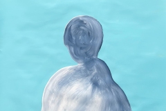 Figure on Blue Field    43" x 42"   Acrylic on Paper